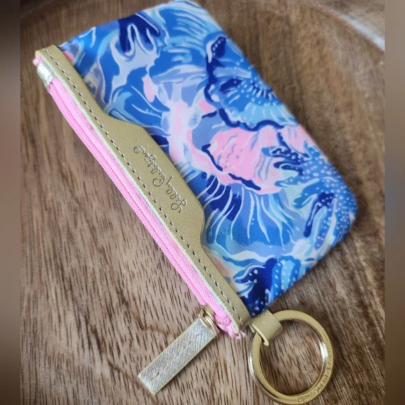 Lilly Pulitzer Tropical Floral Keychain ID Wallet Purse NWOT - Picture 4 of 6
